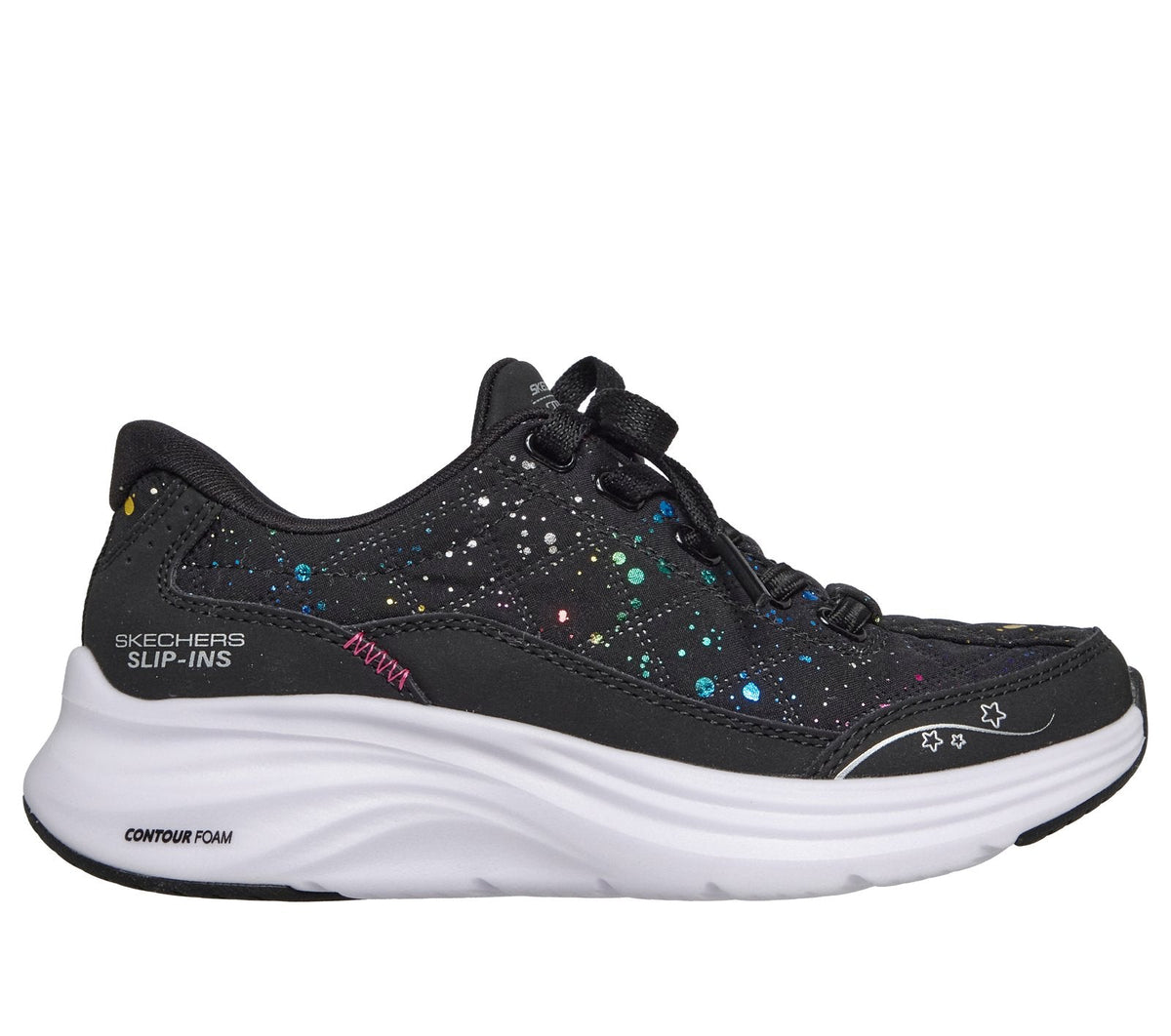 Skechers Slip-ins: Contour Foam - Cozy Fit Paint Splatter, BLACK / MULTI